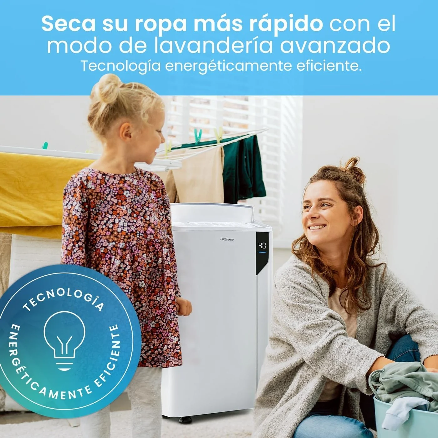 Ropa secándose en casa con el 20L al lado